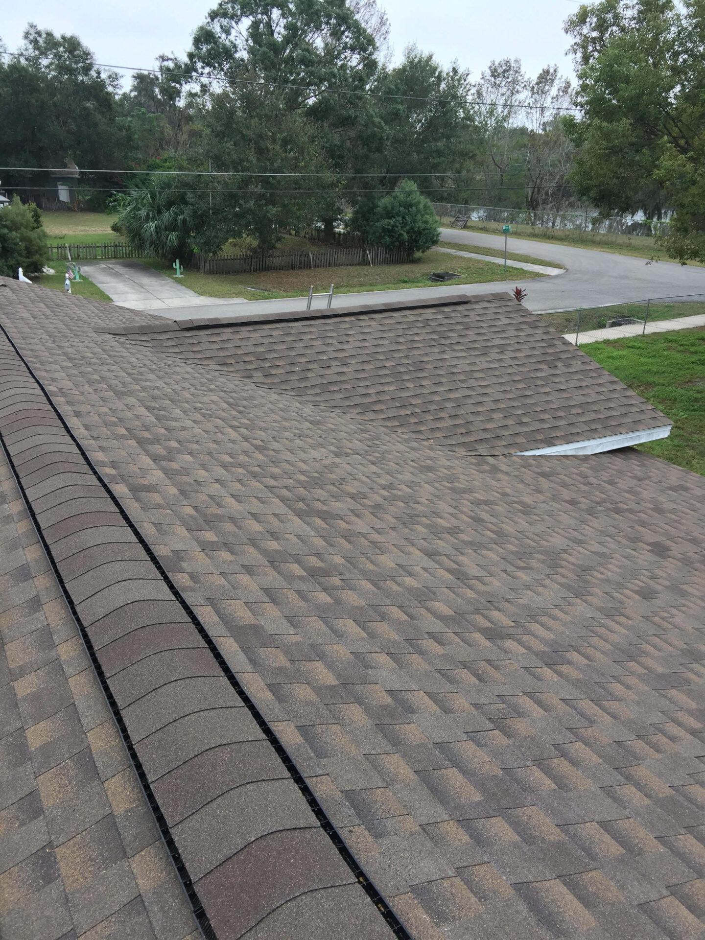 Fished shingled roof